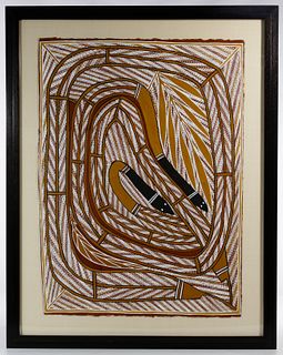 (Attributed to) George Milpurrurru (Australian, 1934-1998) Acrylic on Paper