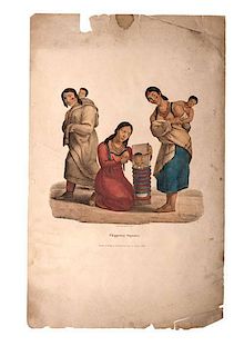 James Otto Lewis (American, 1799-1858) Hand Colored Lithograph on Paper 