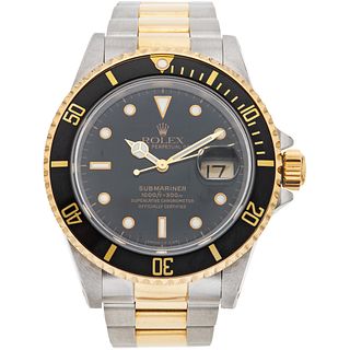 ROLEX OYSTER PERPETUAL DATE SUBMARINER. STEEL AND 18K YELLOW GOLD. REF. 16613, CA. 1989-1990
