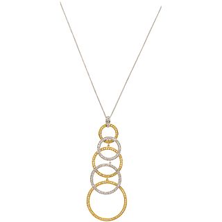 CHOKER AND PENDANT WITH DIAMONDS. 18K AND 14K YELLOW AND WHITE GOLD