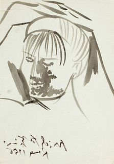 Pericle Fazzini (Grottammare 1913-Roma 1987)  - Female face, 1956