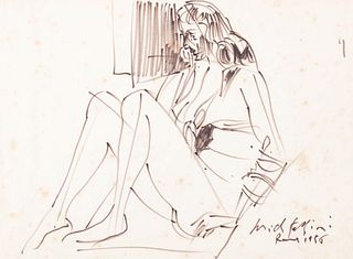 Pericle Fazzini (Grottammare 1913-Roma 1987)  - Sitting woman, 1956