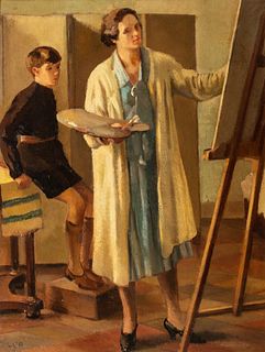 Leonetta Cecchi Pieraccini (Poggibonsi 1882-Roma 1977)  - The Artist's studio, 1929