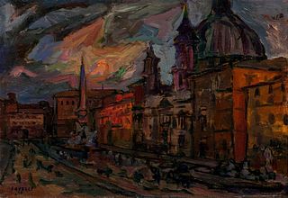 Angelo Savelli (Pizzo 1911-Brescia 1995)  - Piazza Navona, 1942