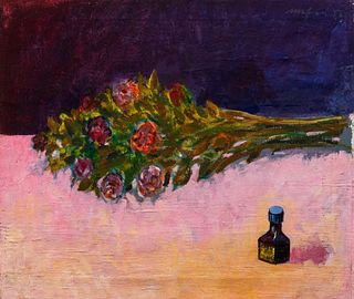 Mario Mafai (Roma 1902-1965)  - Roses and ink pot, 1956