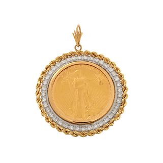 US $50 Gold Coin and Diamond Pendant