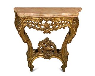 A Louis XV Style Giltwood Console Table