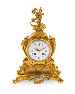 A Louis XV Style Gilt Bronze Shelf Clock Height 14 1/2 inches