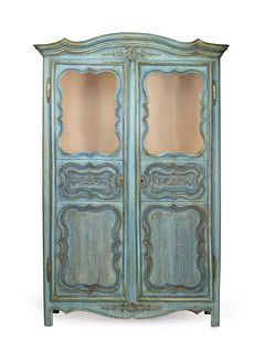 A French Provincial Style Painted Armoire Height 84 x width 52 3/4 x depth 14 1/2 inches.