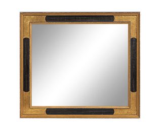 A Regency Style Ebonized and Gilt Rectangular Mirror