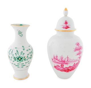 Two Continental Porcelain Articles Height of taller 12 inches.