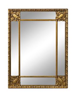 An Italian Baroque Style Giltwood Mirror Height 39 x width 30 inches.