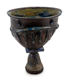 A Monumental Art Glass Vase Height 21 x width 16 1/2 inches.