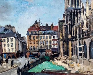 Marcel Francois Leprin (French,1891-1933) Parisian Street Scene