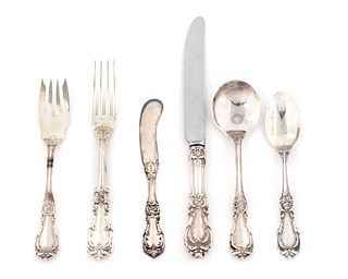 An American Silver Flatware Service for Eight Length of knife 9 1/8 inches.