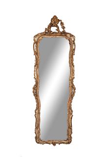 A Louis XV Style Gilt Mirror Height 53 x width 17 inches.
