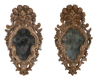 A Pair of Italian Giltwood Mirror Sconces