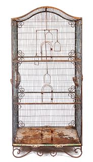 A Cast Iron Birdcage  Height 78 1/2 x width 40 x depth 24 inches. 