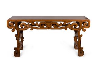 A Chinese Altar Table Height 38 x width 78 x depth 20 1/2 inches.