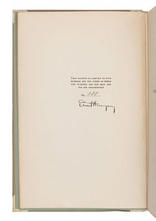 HEMINGWAY, Ernest (1899-1961). A Farewell to Arms. New York: Charles Scribner's Sons, 1929. FIRST EDITION, LIMITED ISSUE, SIGNED. 