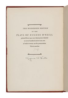 O'NEILL, Eugene (1888-1953). Plays. New York: Charles Scribner's Sons, 1934. LIMITED EDITION, SIGNED.