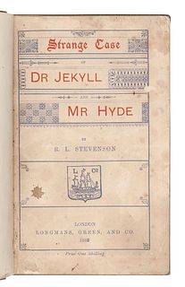 STEVENSON, Robert Louis (1850-1894). The Strange Case of Dr. Jekyll and Mr. Hyde. London: Longmans, Green, And Co., 1886. FIRST EDITION, FIRST ISSUE.