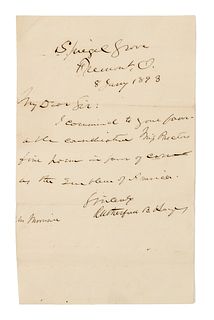 HAYES, Rutherford B. Autographed letter signed ("Rutherford B. Hayes"), to Mr. Morrison, Spiegel Grove. Fremont, O., 8 January 1893.