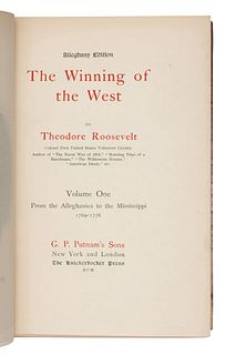 ROOSEVELT, Theodore. The Winning of the West. New York and London: G. P. Putnam's Sons, 1900. 