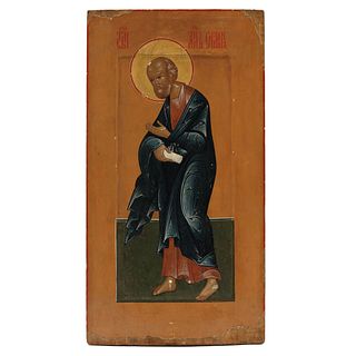 Saint Simon. 19th century. Russian icon. Oil on wood. 21.8 x 11.8" (55.5 x 30 cm).