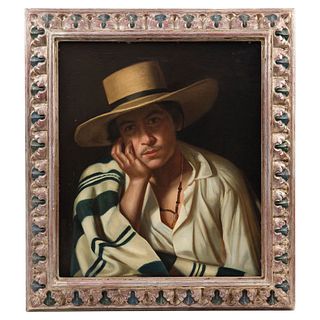 Portrait of Young Man with Sarape. 19th century. Oil on canvas. 19.6 x 23.6" (50 x 60 cm)