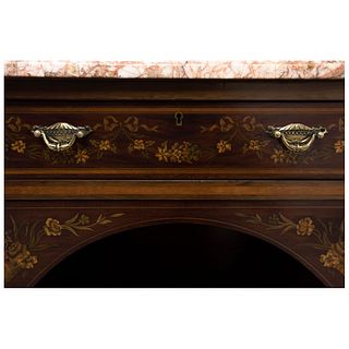 Desk. England, 20th century. EDWARD & ROBERTS. Sheraton style. Ebonized and patterned wood. 51 x  (130 x 59 x 76.5 cm)