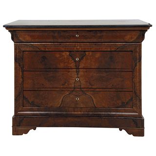 Bureau. Early 20th century. In veneered wood with marble top. 50.3 x 22.8" (128 x 100 x 58 cm)