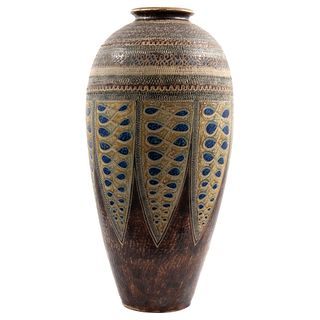 Vase. 19th-20th century. Polychrome ceramic. 33.4" (85 cm) tall.