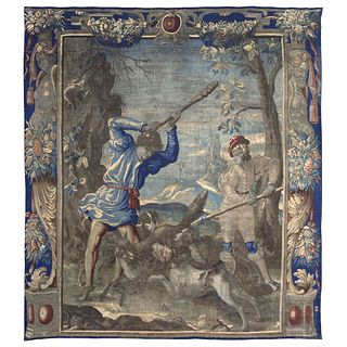 The Fox Hunt. Mortlake, England, 1646. Tapestry made of wool and cotton fibers. 125.9 x 111.8" (320 x 284 cm)