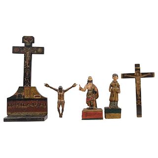 Lot of Five Religious figures. Mexico, 19th century.