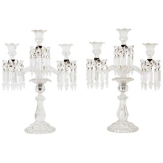 Pair of Candlesticks. France, 19th century. Baccarat. 17.5" (44.5 cm) tall each.