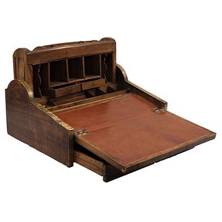 Travel Desk. 19th century. Carved wood with metal details.