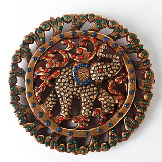 MEDALLION WOODEN ELEPHANT WALL PLAQUE