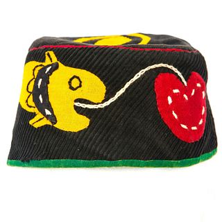 MOROCCAN COTTON BLEND FISH AND FRUIT DESIGN HAT