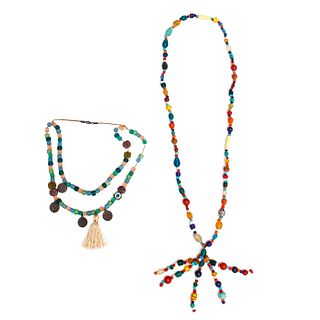 2 20TH C. AFRICAN GLASS BEAD NECKLACES