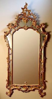 ROCOCO STYLE GILT CARVED WALL MIRROR