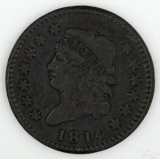 Large cent, 1814, VF.