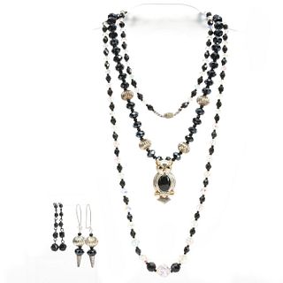 FACETED BLACK OBSIDIAN ROUND BEADED JEWELRY WITH ONYX