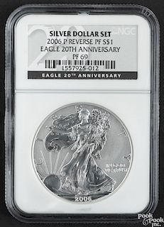 20th Anniversary Set silver dollar, 2006 reverse proof, NGC PF-69.