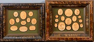 Two Framed Grand Tour Plaster Intaglio Collections, Late 19thc.