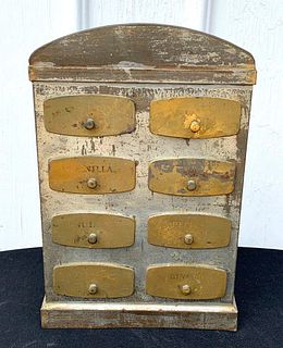 Antique Tin Spice Cabinet