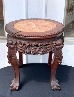 Chinese Marble Top Carved Stand. c.1900