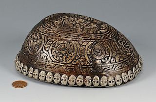 Tibetan Silver Mounted Skull Bowl