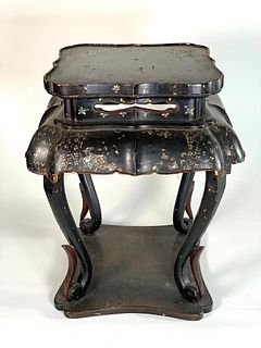 Japanese Lacquer and Mother of Pearl Vase Stand