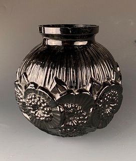 French Art Deco Molded Glass Vase